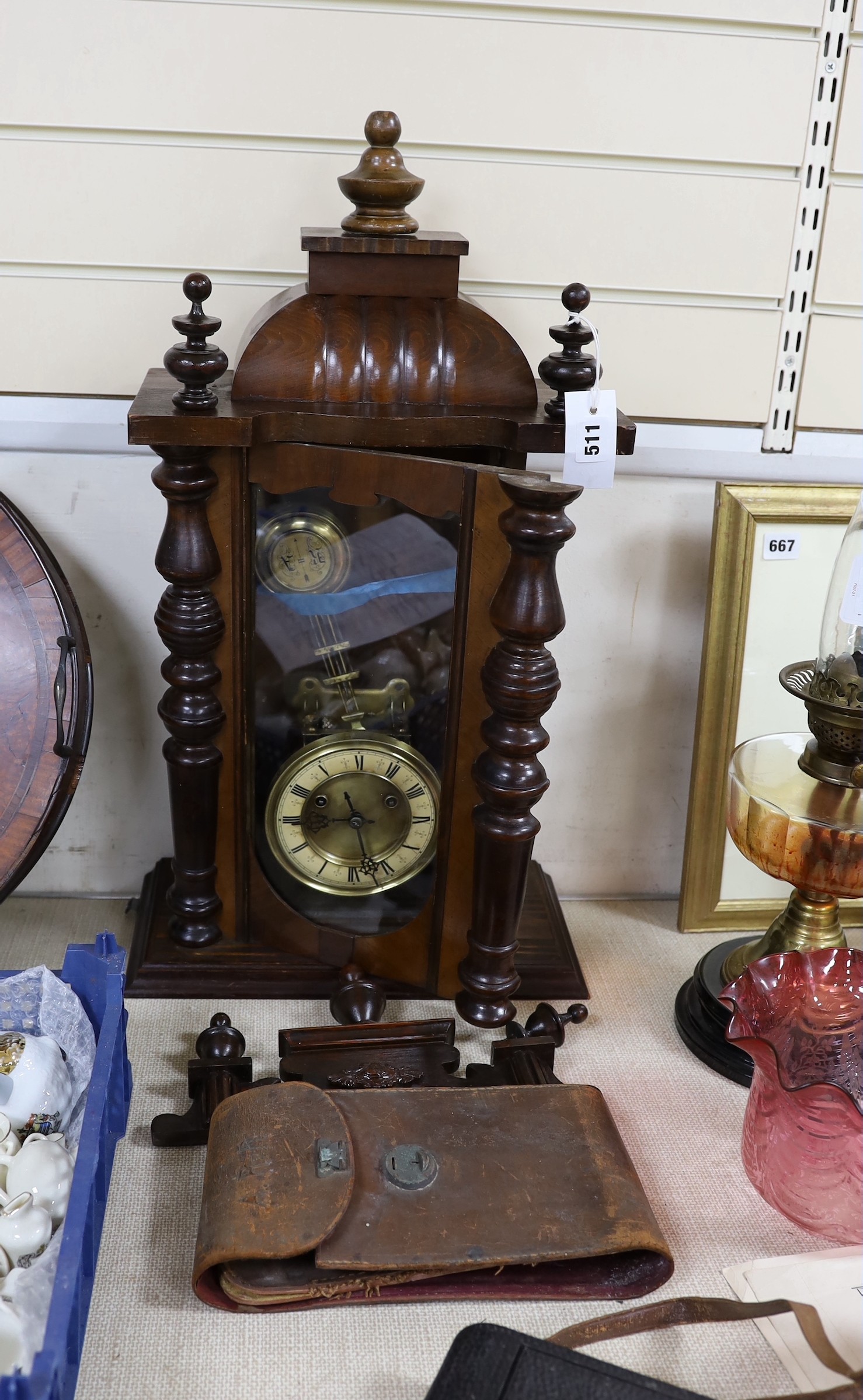 A Vienna wall clock, 86cms high